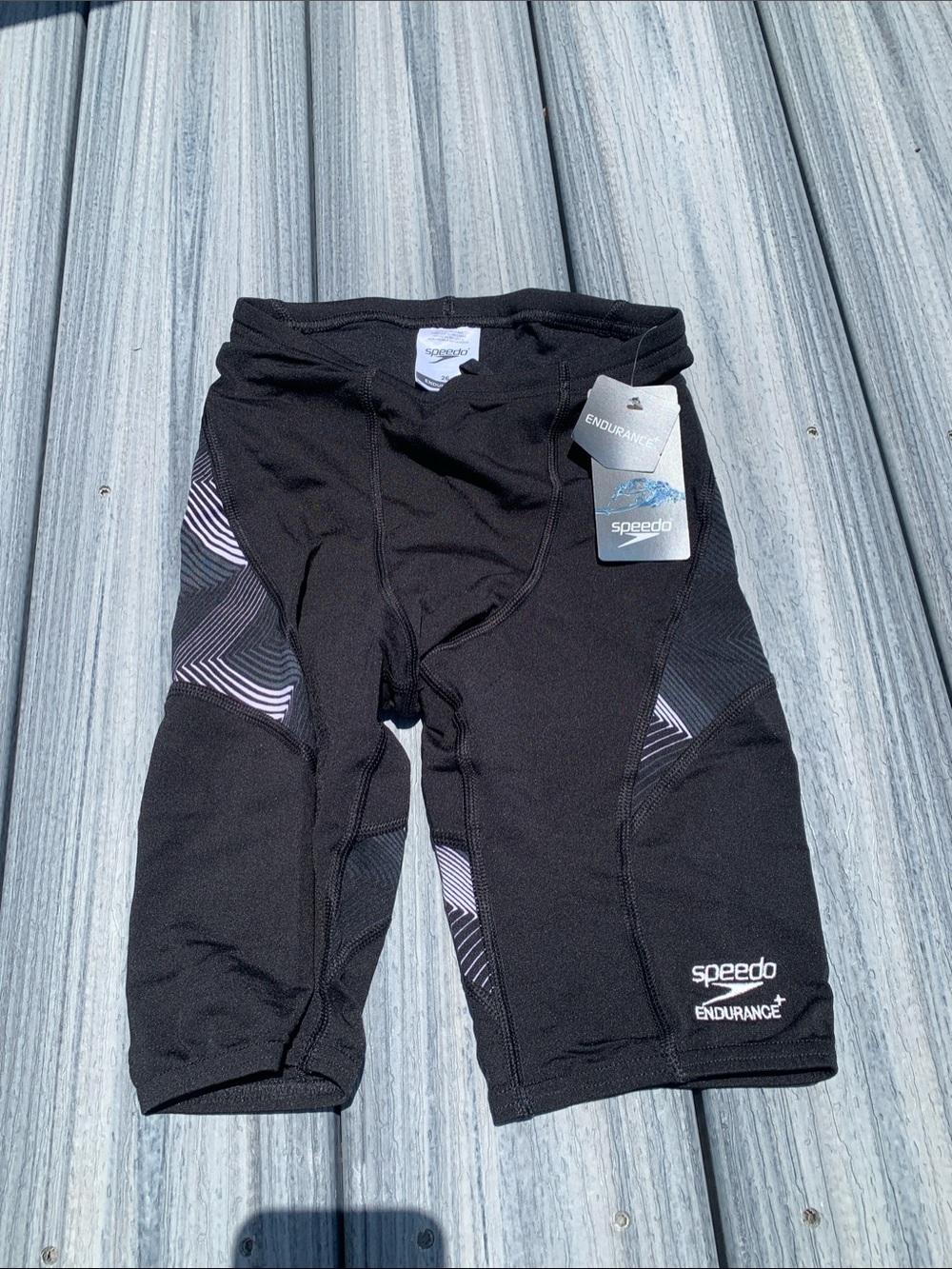 Speedo Endurance+ Black Swim Jammer with Geometric Panels